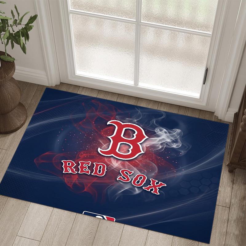 Boston Red Sox Design Křišťálový Sametový Koberec Útulný Ne?Protiskluzová tištěná předložka do ložnice, obývacího pokoje, předsíně