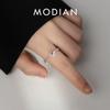 MODIAN New 925 Silver Natural Heart Moonstone Adjustable Finger Ring For Women Fine Jewelry Eternity Link Chain Ring