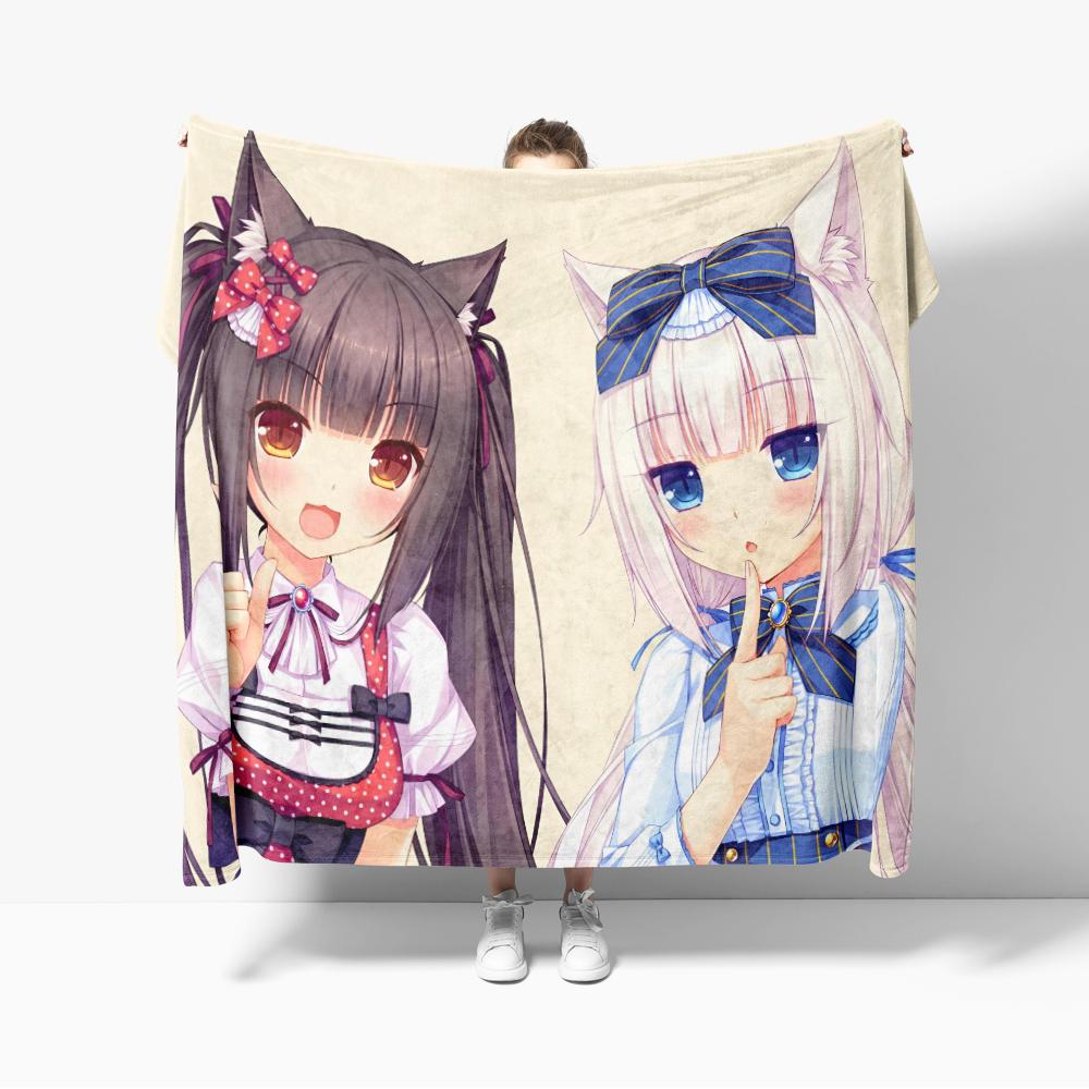 Anime Nekoparas Flanne Blanket Soft comforter sets throw for Couch Warm Flannel Blankets Bedroom Kawaii Cute