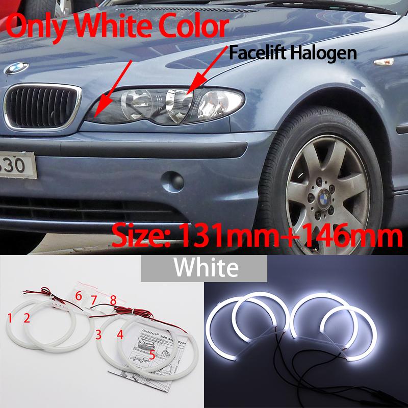 WHITE  LED Headlight Angel Demon Eyes Kit Angel Eyes Light For BMW 3 Series E46 Sedan Touring Wagon Coupe Compact 1998-2005