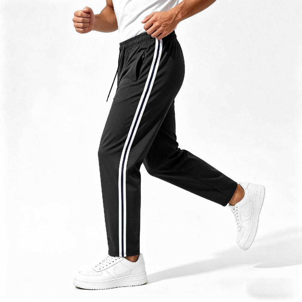 Pantaloni da Tuta Sportivi da Uomo con Elastico in Vita e Tasche con Zip Leggeri Gamba Dritta Abbigliamento Sportivo per Allenamento Corsa Jogging Workout