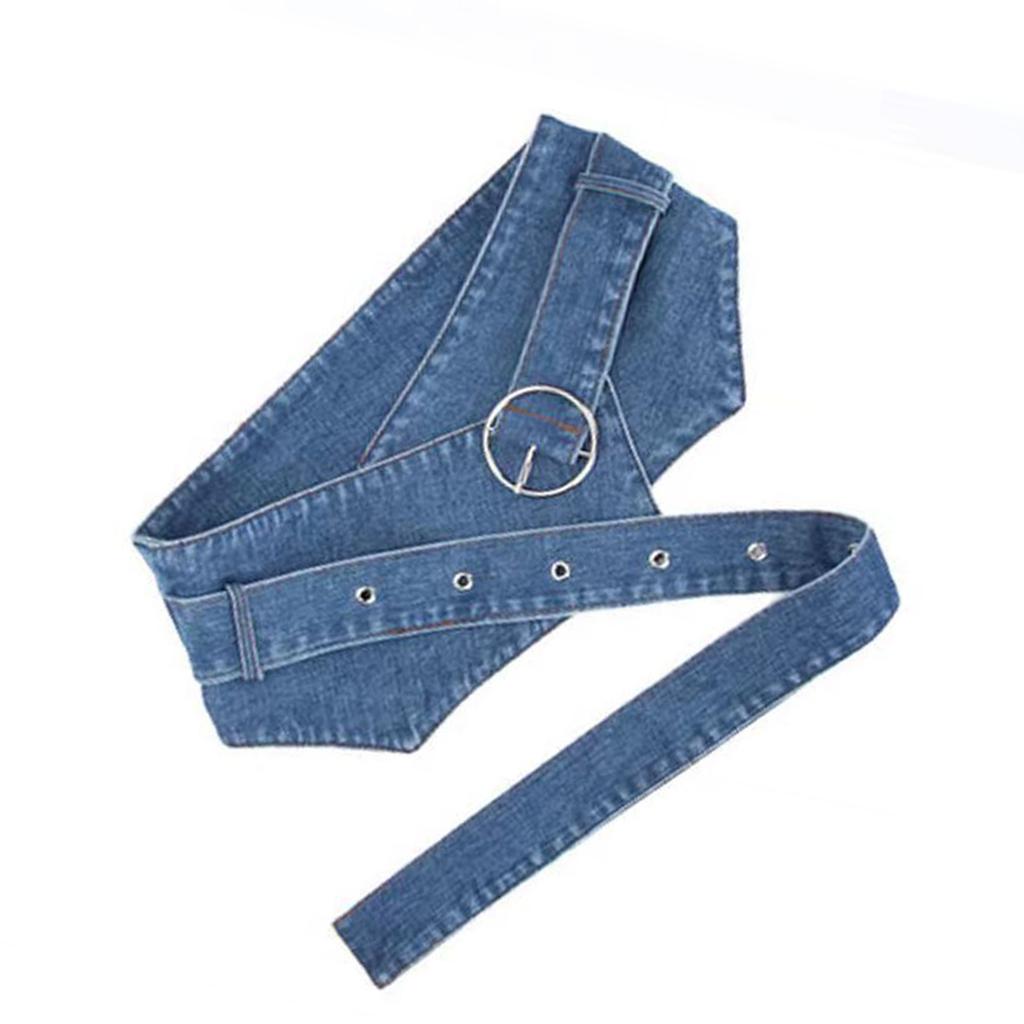Women's Denim Waist Shaper Casual Gathering Waist Belt Fashionable Waist Cincher for Various Occasion