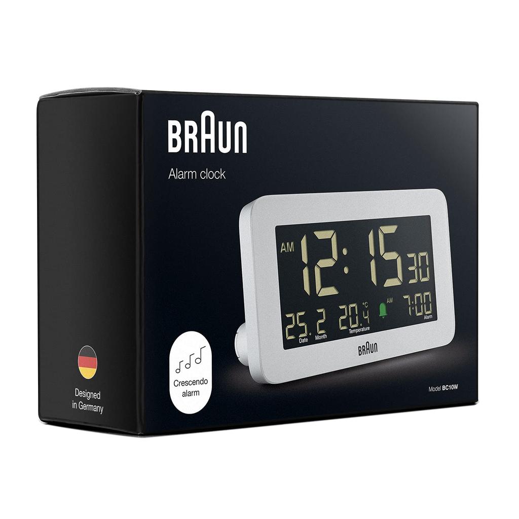Bordklokke Digital vekkerklokke Hvit BC10W Digital Alarm Bordklokke Hvit Ekte importert produkt BRAUN/Brun