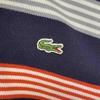 Used LACOSTE Short Sleeve Polo Shirt Border Pique Crocodile Logo Patch One Point Men's 5 Sizes L To XL Equivalent Navy