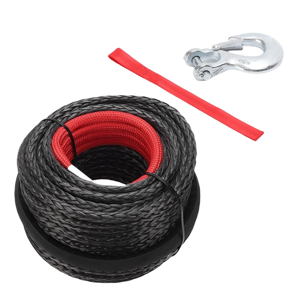 Synthetisches Windenkabel 3/8 Zoll mit Schutzhülle Geschmiedeter Windenhaken für großes Geländefahrzeug LKW 8 mm Ø