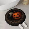 Halloween 3D Skeleton Man In Stone Hole Horror Night Round Carpet Horror Castle Pumpkin Bat Pattern Anti Slip Mat Gift