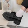 Thick Heel Heightened Thick Sole Small Leather Shoes Women's Spring and Summer Retro Lace-up Single Shoes Round Head Women's Shoes