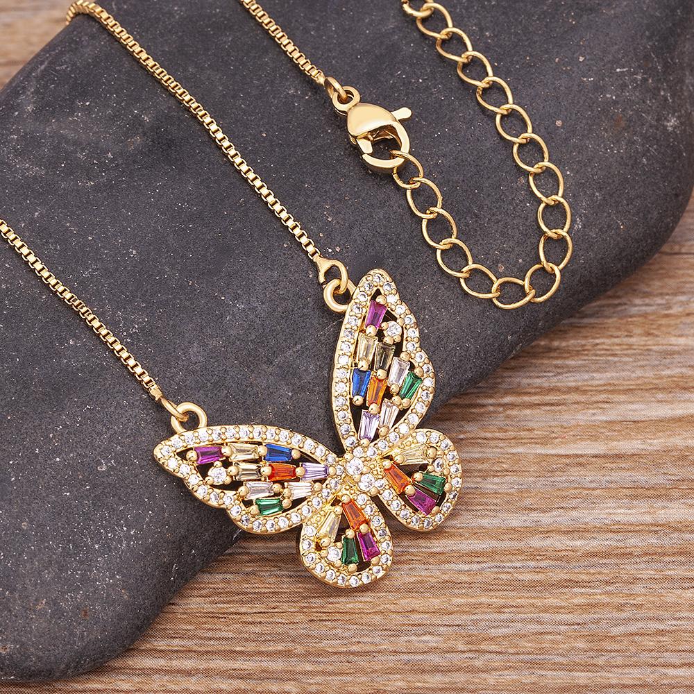 Nidin Fashion Design Lucky Butterfly Pendant Female Rhinestone Shining Statement Crystal Choker Necklace for Woman Wedding Gift