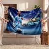 Erling Haaland Personalisierte Fleecedecke Mit Fußballlogo, Individueller Name Text Weich Warm Wohnzimmer Überwurfdecke
