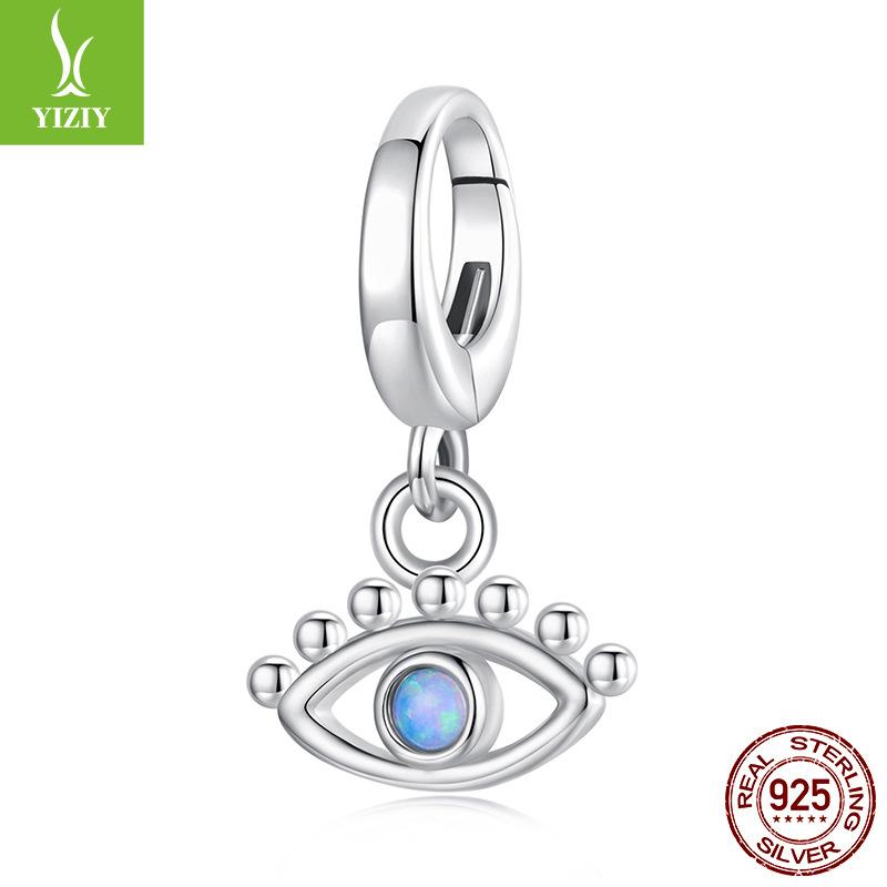 Opal Devil Eye Pendant Opening And Closing Button Head Personalized S925 Sterling Silver Bracelet Beaded Accessories
