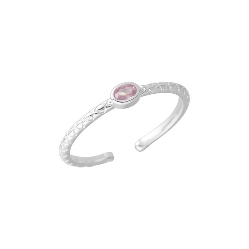 Adjustable Open Ring Women Sterling Geometric Rhombus Zircon Stone Minimalist Fashion Jewelry