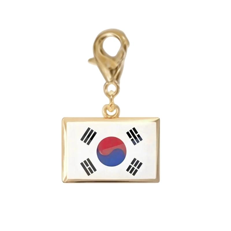 Braccialetto con Charm Bandiera in Acciaio Inossidabile con Moschettone, Gioiello Ciondolo Paese per Regalo di Viaggio Accessorio Stile