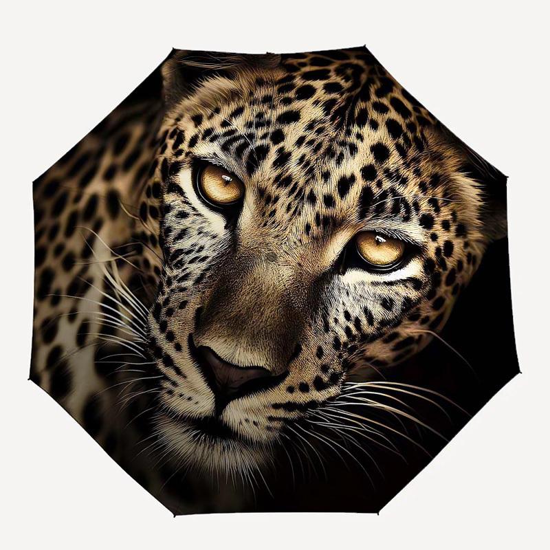 

1PC Leopard Print Umbrella-8-Rib Reinforced, Automatic Open, Lightweight & Durable, Fashion Accessory for Outdoor, Beach L0351