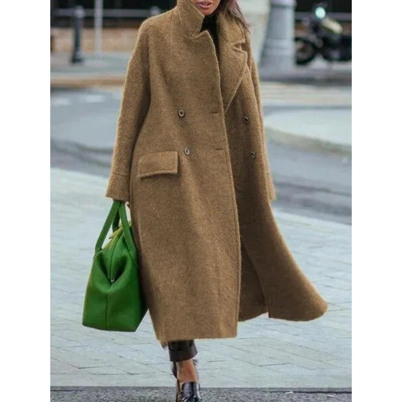 Womens Long Wool Blend Coat Winter