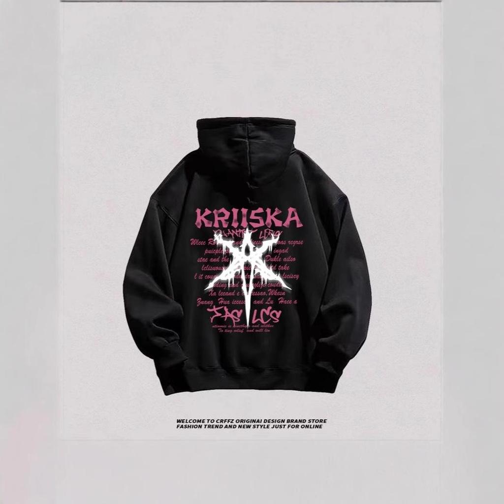 American Heavyweight 500G Hooded Sweatshirt - Autumn/Winter Niche Design Streetwear, Loose Fit, Printed Long Sleeve.