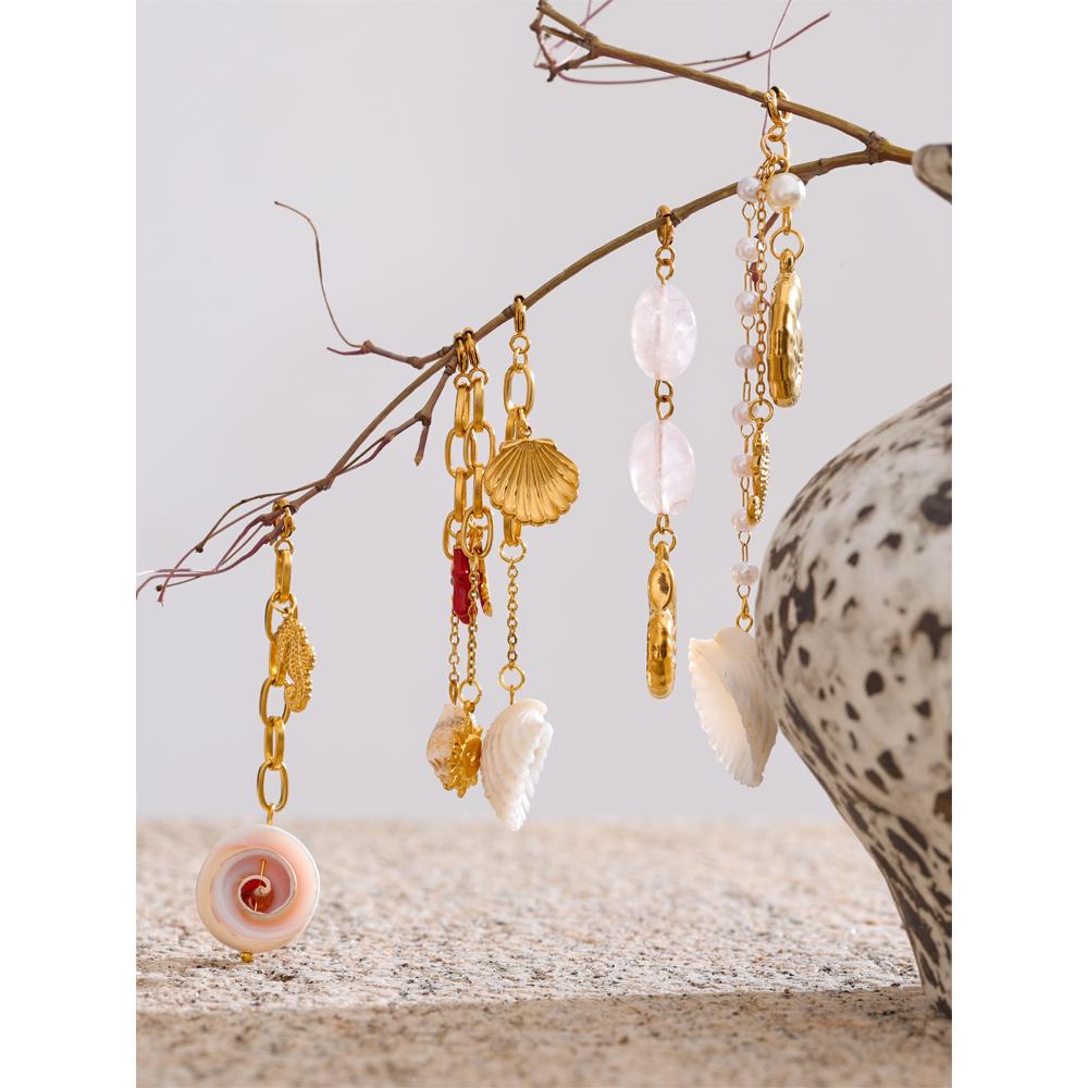 Yhpup Style Océan Coquillage Chaîne de Poitrine Pendant Bijoux Bikini Été Acier Inoxydable Résistant à la Rouille Accessoires de Plage de Vacances Cadeau
