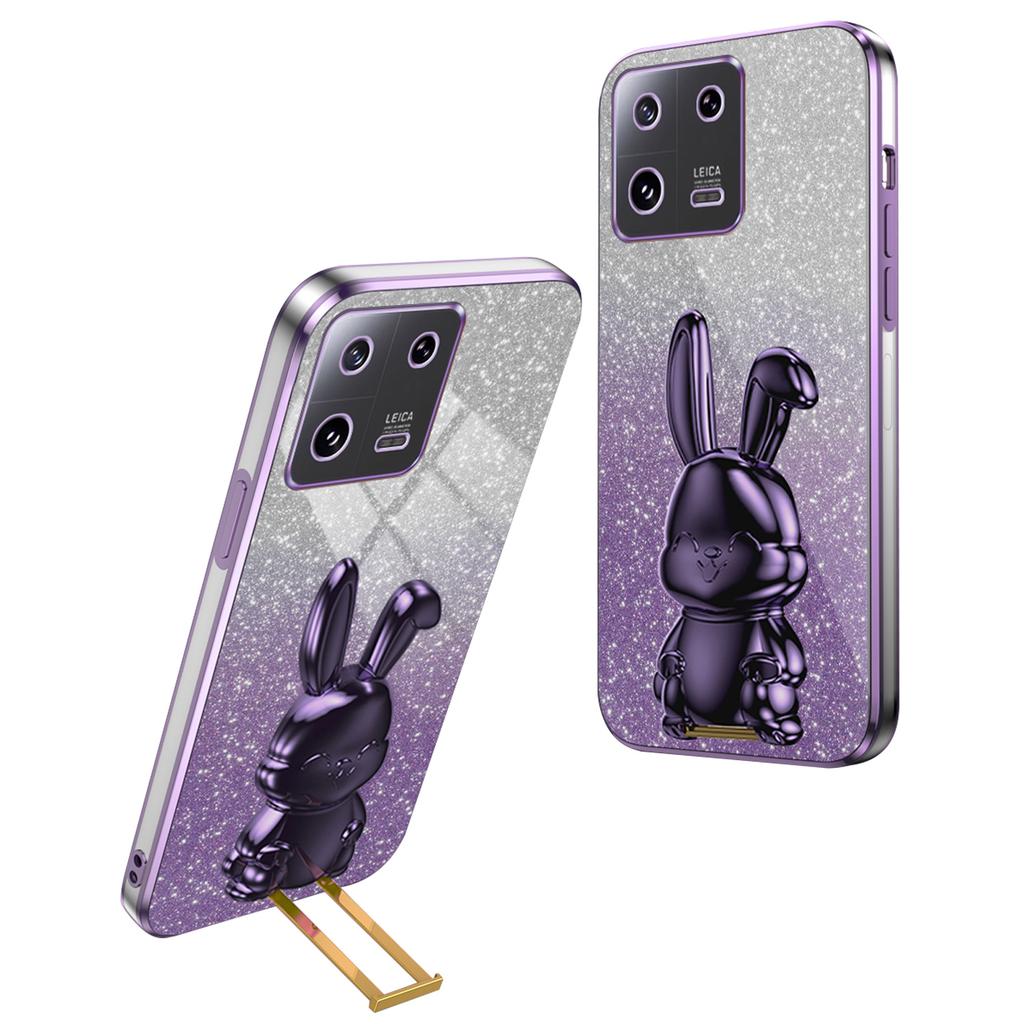 For Xiaomi 13 Cell Phone Case Fashion Glitter Pull-out Kickstand Anti-shock PC+TPU Cover