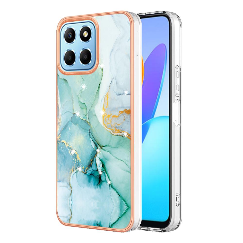 For Honor X8 5G TPU Case with IMD Marble Pattern Electroplated Back Cover