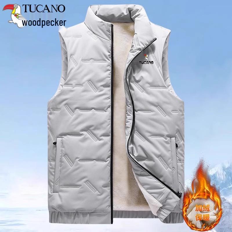 Woodpecker Men s Thickened Winter Down Cotton Vest - Trendy Loose Fit, Warm Short Sleeveless Jacket M (90-100 Jin)