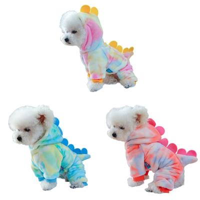 Dog Furry Dinosaur Hoodies Jumpsuit for Medium, Large Dogs Soft Overalls Apparel Cartoon Dinosaur Pullover Pajamas