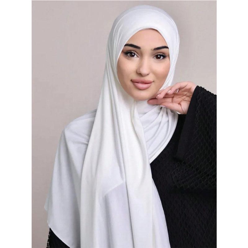 Middle East Polyester Women's Hijab Head Scarf Soft Long Monochrome All Seasons Jersey