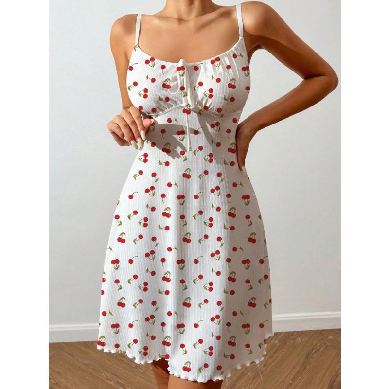 

Summer Women Nightwear Home Clothes Sexy Love Printing Nightdress Sleepwear Casual Slim Thin Sleeveless Sling Nightgowns Female S