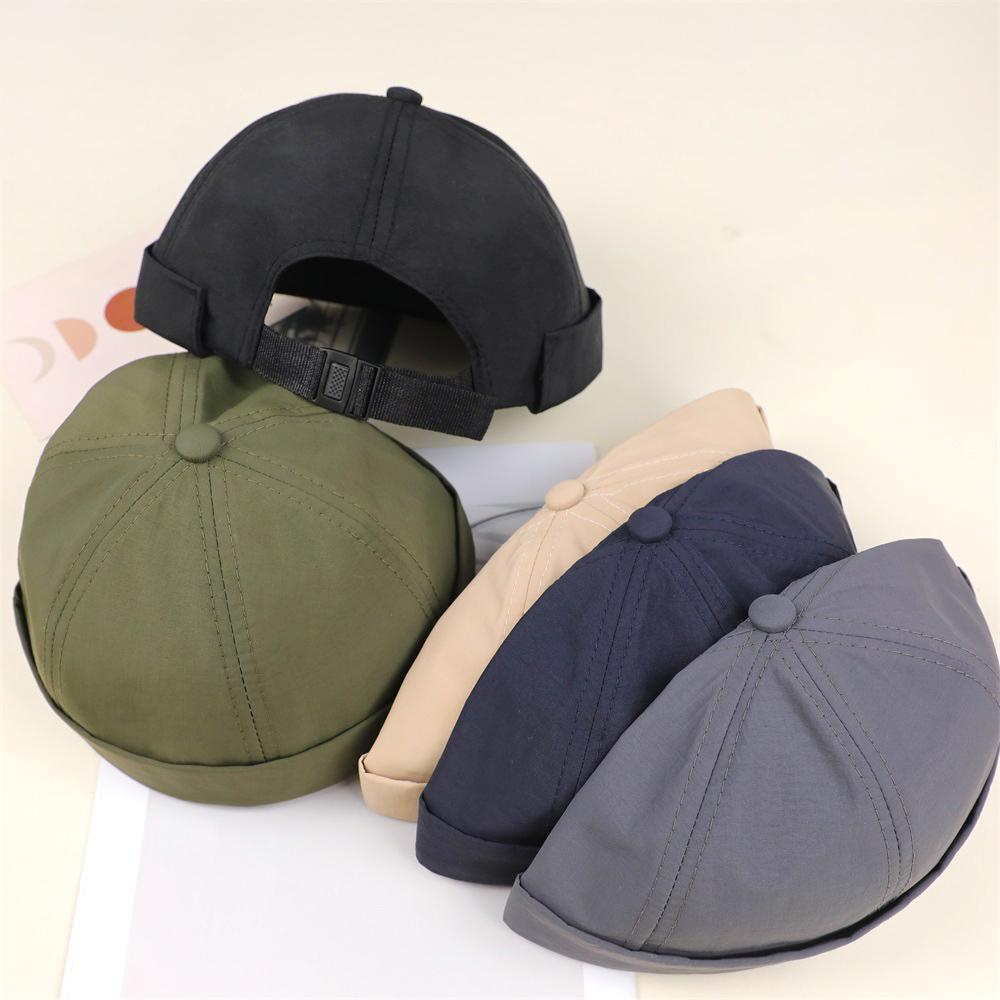 Vintage Docker Cap Brimless Hat Skullcap Adjustable Soild Color Summer Quick-Dry Hip Hop Landlord Hat Beanie Melon Caps