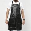 Unisex PU Leather Work Apron Waterproof Multi-Pocket Barista Chef Cafe