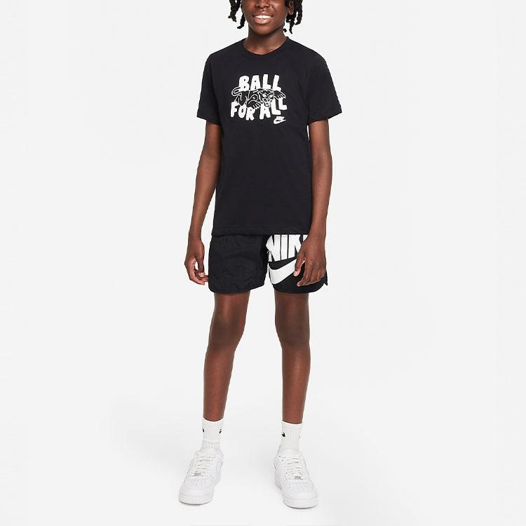 Nike Animal Letter Print Crew Neck Short Sleeve T-Shirt Kids Tops Black DR8795-010