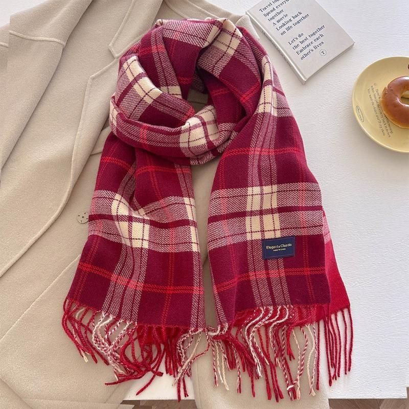 Autumn and winter new versatile scarf women's thickened woven thick beard fringed warm scarf imitation cashmere shawl