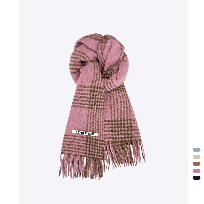 Korean Sea Salt Blue White Retro British Plaid Scarf Women's Shawl New Autumn and Winter Couple Warm Scarf
