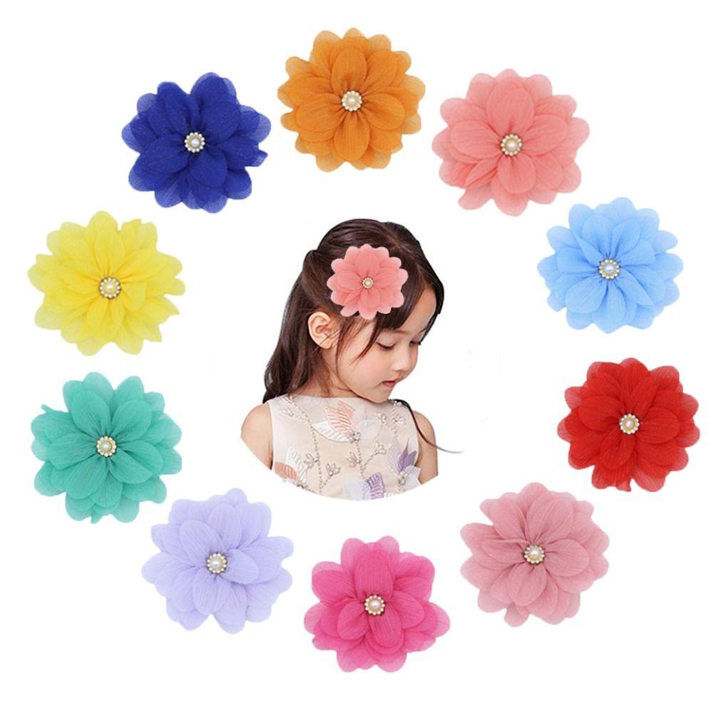 5PCS Chiffon Chiffon Flower Embellishment Handmade Material  Clothes Decoration
