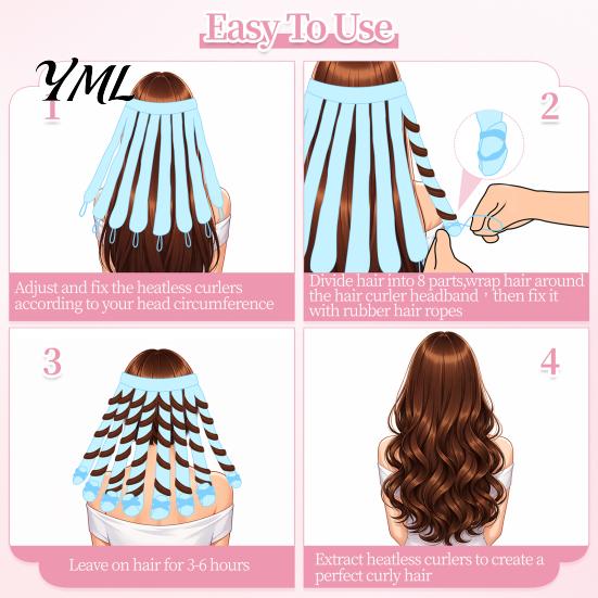 Octopus Curl Styling Headband No Heat Curling Rod Headband, Hair Curler fo Long Thick Hair, Portable Accessory Curls Roller with Eight Claws, DIY Tool