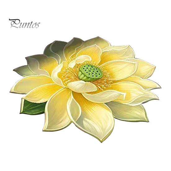 Child Safe Floor Mat 3D Lotus Realistic Flower Living Room Rug Shape Anti-Slip Area for Kitchen Bedroom Bathroom Playroom