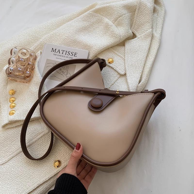 Versatile ins messenger bag women's 2025 new trendy fashion contrasting color bucket bag French niche shoulder armpit bag