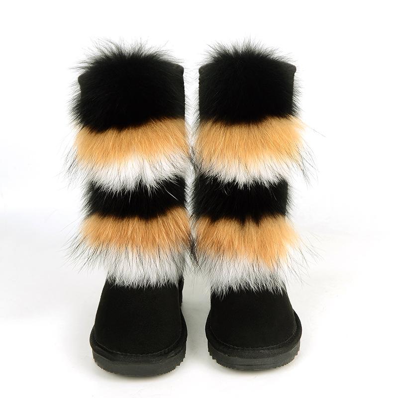 2025 Mao Mao boots children winter thick-soled high-heeled warm-fitting medium tube snow boots boots wear high-top fox hair