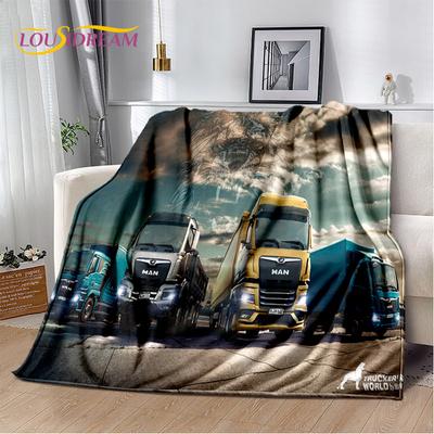 HD Mann LKW Lastwagen 3D-Druck Weiche Flanelldecken, Überwurfdecke Bequeme Decke für Picknick Betten Sofa Zuhause Schlafzimmer Geschenke