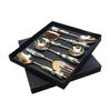Black Mother of Peal (MOP) Round Handle Serving Spoon Set of Six Pcs