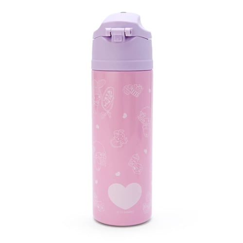 SANRIO Children's Water Bottle 470ml Direct Drinking One-touch Stainless Steel Bottle My Melody Cold Storage Includes Pouch with Shoulder Strap Includ
