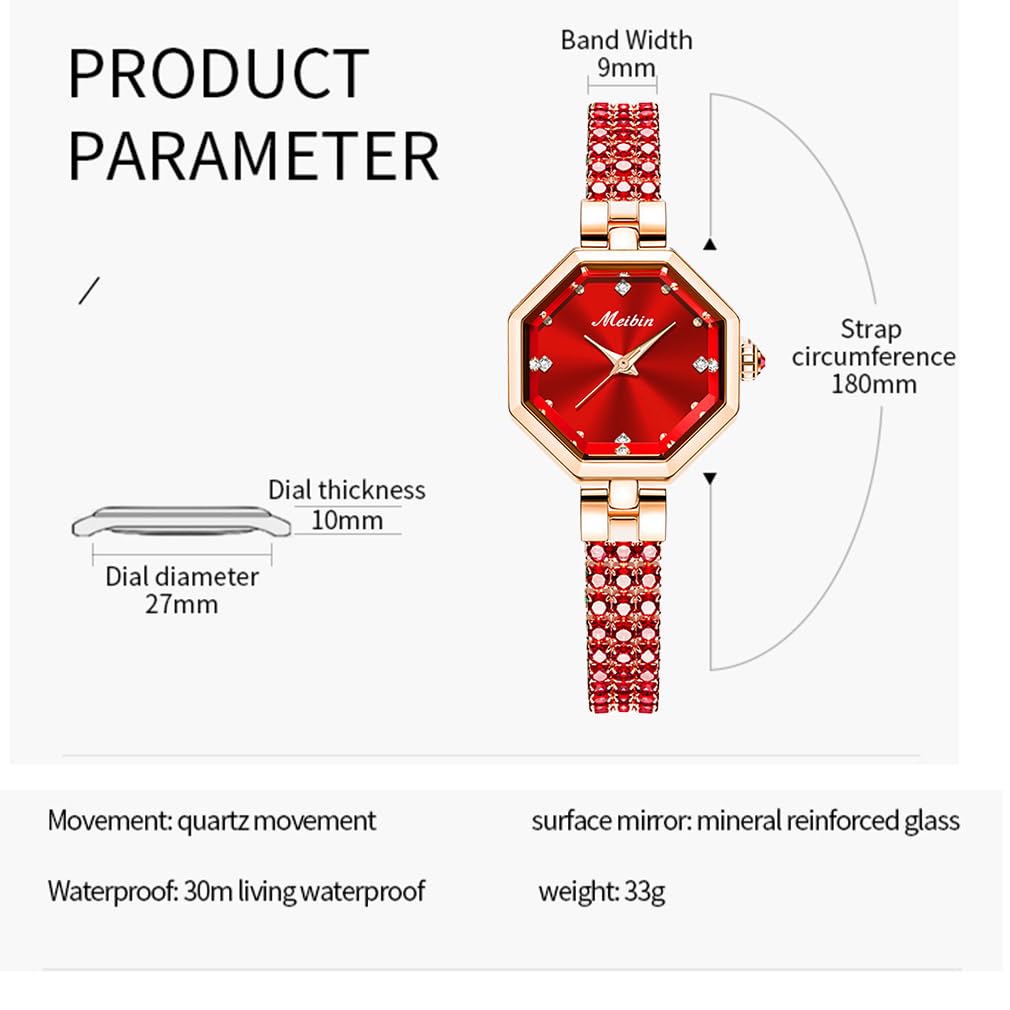 This waterproof crystal bracelet watch features a square design and a stylish quartz A perfect gift for anyone looking for a luxury bangle or small