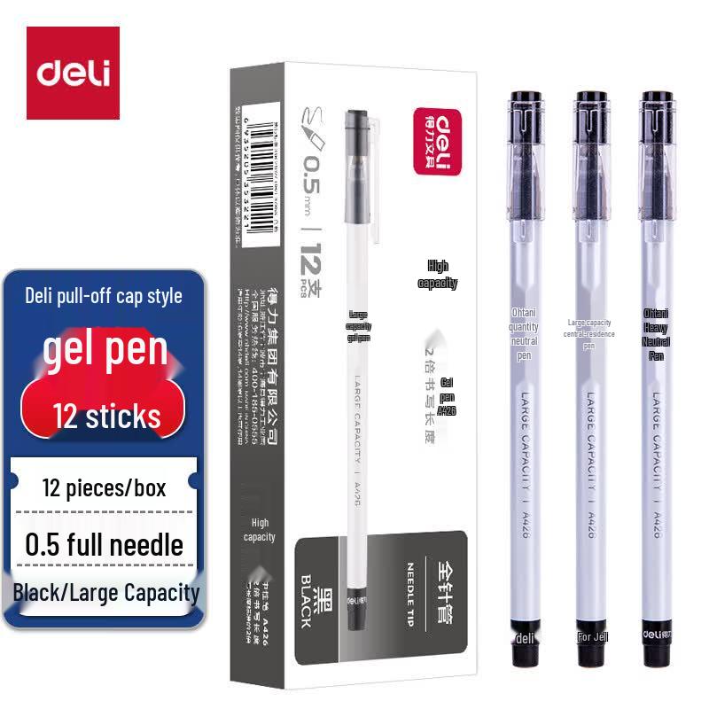 Deli 0.5mm Full Needle Tip Black Gel Pen
