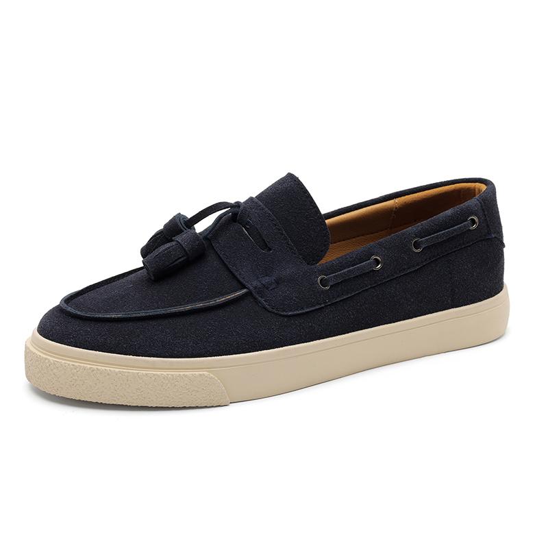 Fashion Leisure Walk Men‘s Slip On Loafers Cow Suede Leather Casual Shoes Outdoor Lazy Shoes Classic Elegantes Driving Shoes Moccasins