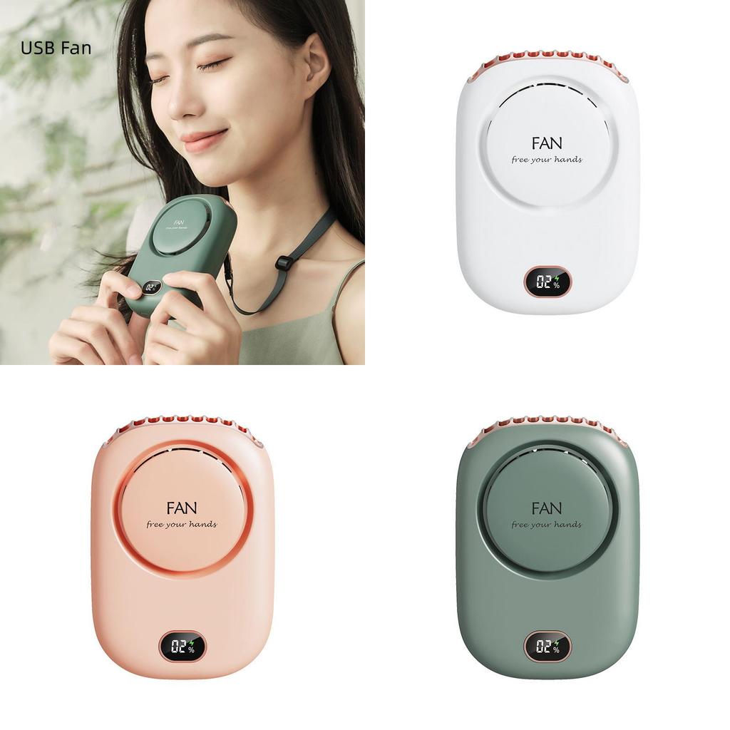 Neuer hängender Halsventilator, blattlos, USB, zur Hüfte hängend, leistungsstark, leise, Schreibtisch-, Hand-, kleiner Ventilator, grenzüberschreitend