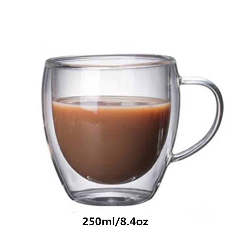Double Wall Glass Cups Espresso Coffee Mugs Heat-Resistant Transparent 80/250/350/450ml with Double Bottom for Home & Kitchen