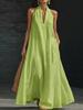 European and American new summer women's casual solid color V-neck dress skirt