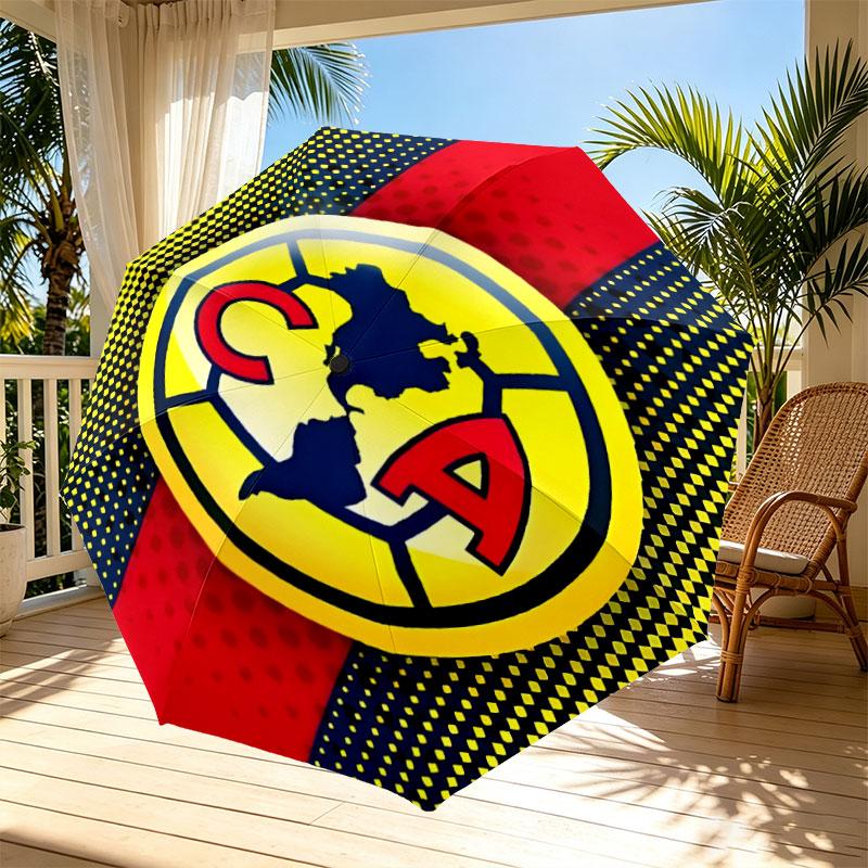 Club America Print Automatic Open Close Umbrella, Portable Foldable Umbrella, for Outdoor Commute Camping Trip, Ideal Birthday Gift