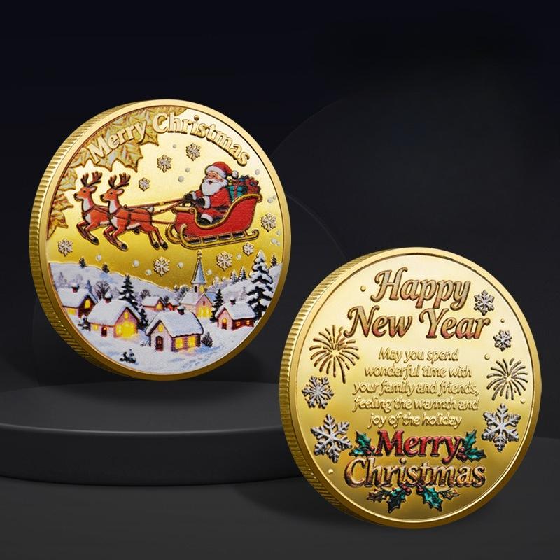

Різдвяна пам ятна монета, монета Санта-Клауса, золота монета Лось Сніговий будиночок, святкова пам ятна, новорічна монета-благословення, дитячий різдвяний подарунок 40*40*3mm
