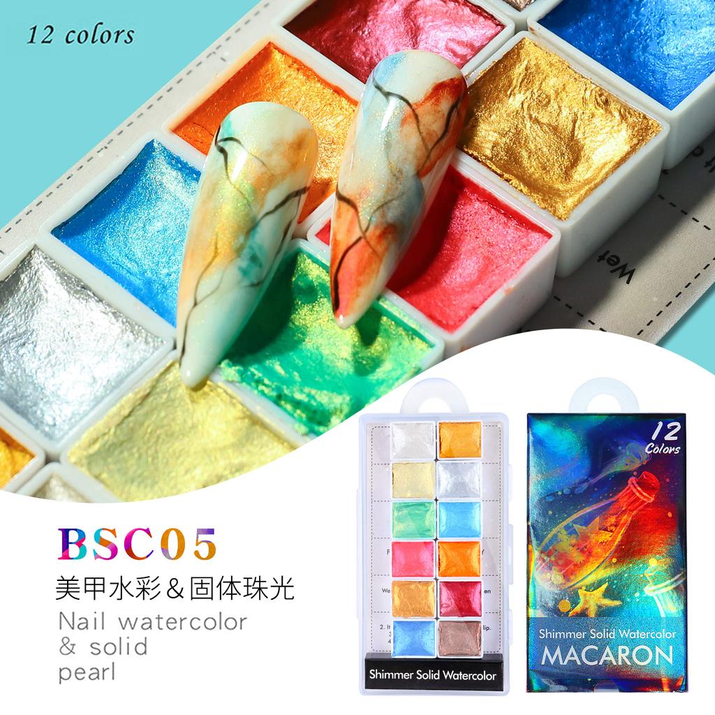 Solid Pearlescent Watercolor Gem Color Star Color Dark Watercolor Paint Nail Art Watercolor