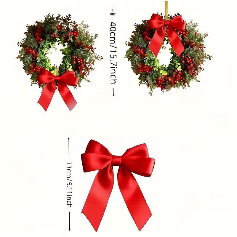 Red Christmas Berry Wreath with Bow and Eucalyptus