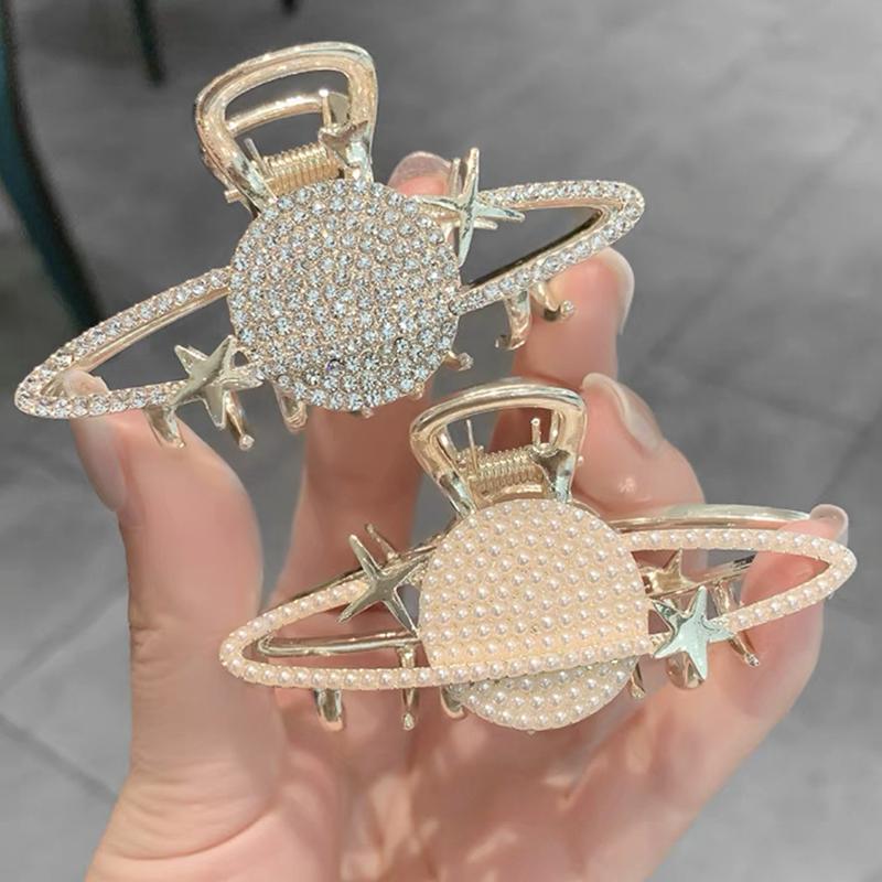 Hair Clip Elegant Pearl  Planet Hair Claw For Women Girls Versatile Shark Clip Exquisite Hair Accessories Gift